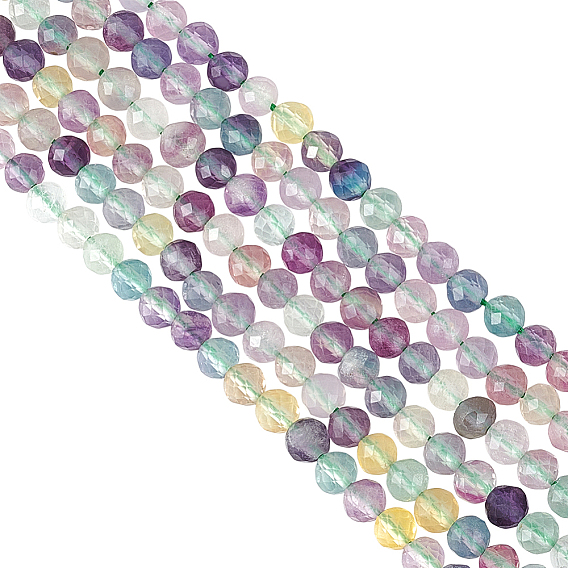 2 нити натуральные флюоритовые бусины нити, граненые, круглые