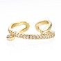 Clear Cubic Zirconia Wrapped Open Cuff Ring for Women, Nickel Free