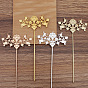 Flower Alloy Hair Sticks Findings, Round Bead & Enamel Settings, with Iron Sticks and Loop