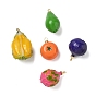 Подвески из непрозрачной смолы с изображением фруктов, с золотой латунной петлей