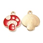 Rack Plating Alloy Enamel Pendants, Cadmium Free & Lead Free & Nickel Free, Golden, Mushroom Charm