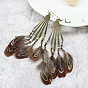 Retro Metal Bead Feather Pendant Earrings with European and American Exaggerated Tassels