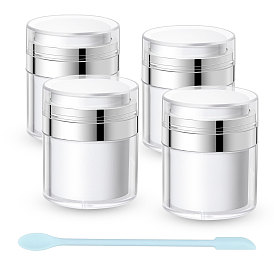 4шт. акриловый пустой многоразовый флакон-насос безвоздушного распылителя, контейнеры для тонального крема для путешествий, колонка, с силиконовым скребком 1PC