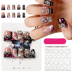 1 faux ongles à pression en plastique ABS en sachet, accessoires nail art de décoration, rectangle