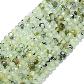 Natural Prehnite Beads Strands, Faceted, Rondelle