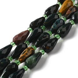 Natural Ocean Agate/Ocean Jasper Beads Strands, Faceted, Teardrop