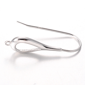 Ganchos de ley pendiente de plata, 27x10 mm, agujero: 1 mm, pin: 1.8 mm
