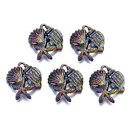 Alloy Pendants, Cadmium Free & Nickel Free & Lead Free, Shell Shape with Starfish