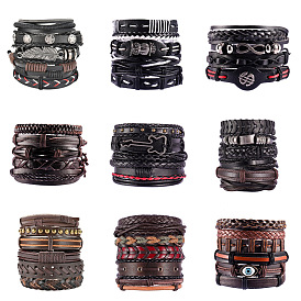Boho Leather Bracelet - Handmade Vintage Streetwear Jewelry with Multiple Layers