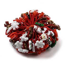 Accessoires pour cheveux de filles sur le thème de Noël, Porte-queue de cheval, liens élastiques de cheveux, avec des perles de résine, formes mixtes