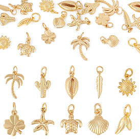 20 шт 10 стили латунные подвески, с прыжковых колец, реальный 18 k позолоченный