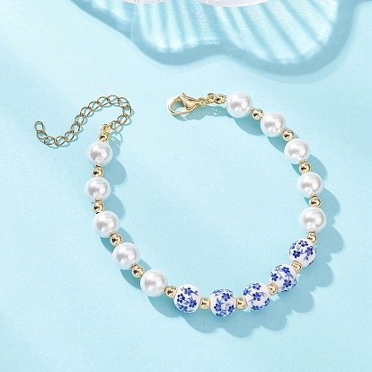 Браслеты из фарфора, керамики и круглых бусин с цветочным принтом для женщин ручной работы