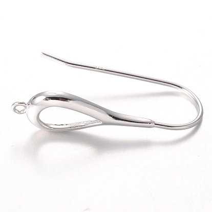 Ganchos de ley pendiente de plata, 27x10 mm, agujero: 1 mm, pin: 1.8 mm