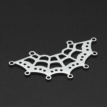 Ion Plating(IP) 201 Stainless Steel Chandelier Components Links, 9 Loop & 18 Hole Links, Laser Cut, Spider Web Shape