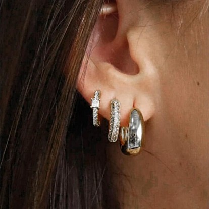 Ensembles de boucles d'oreilles créoles en laiton serties de micro-pavés de zirconiums cubiques pour femmes