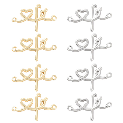 10шт 2 цвета стойка покрытие латунь соединитель подвески, долговечный, без кадмия и без свинца, сердечные ссылки