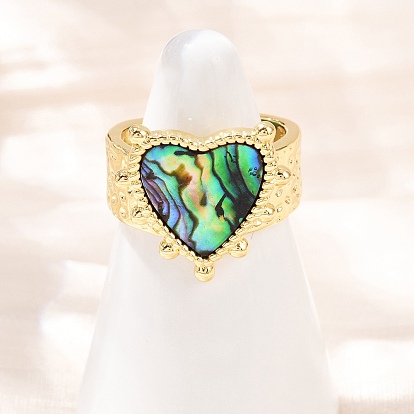 Латунь регулируемые манжеты кольца, без кадмия и без свинца, сердце, с ушком оболочкой