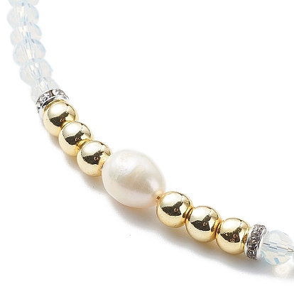 Gemstone & Opalite Natural Pearl Beaded Necklace for Women