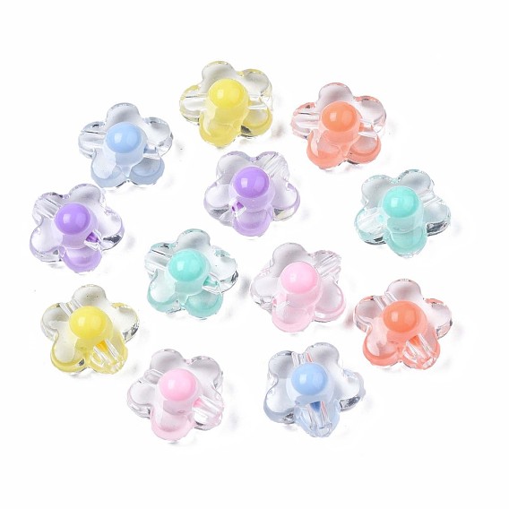Transparent Acrylic Beads, Bead in Bead, Flower