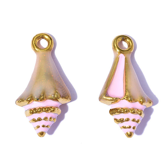 304 подвески из нержавеющей стали, с эмалью, раковины прелести, зеркальная полировка, ионное покрытие (ip), реальный 18 k позолоченный