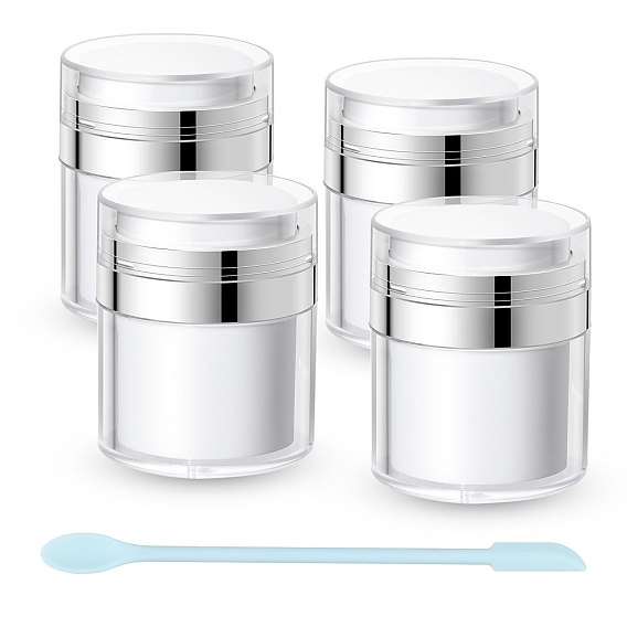 4шт. акриловый пустой многоразовый флакон-насос безвоздушного распылителя, контейнеры для тонального крема для путешествий, колонка, с силиконовым скребком 1PC