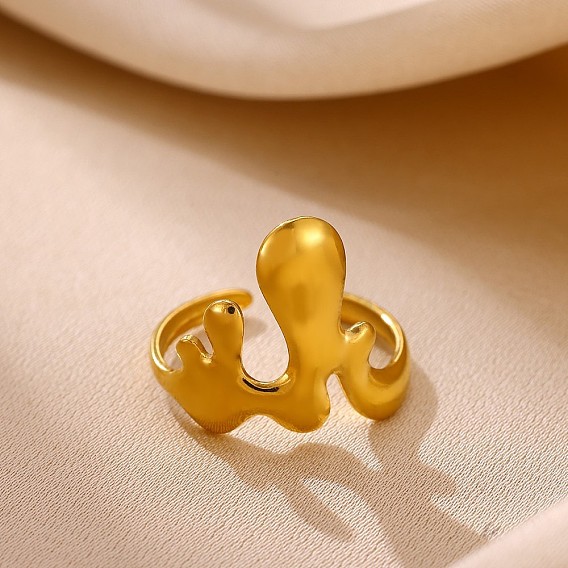 304 Stainless Steel Cuff Open Rings, Golden