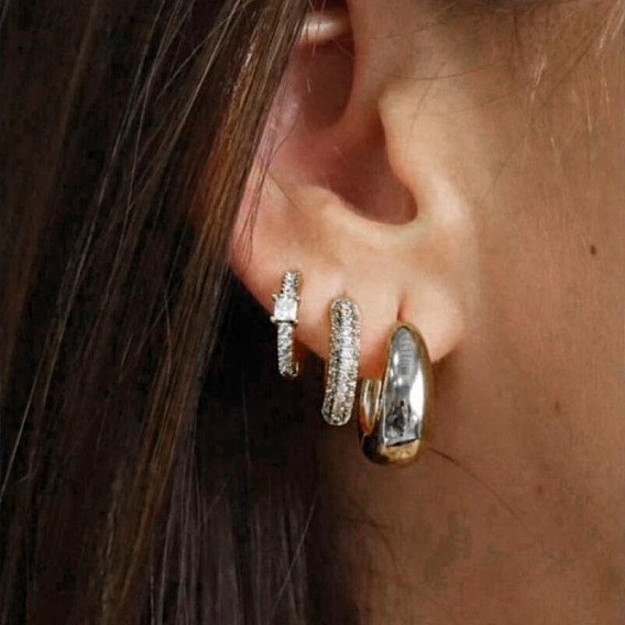 Ensembles de boucles d'oreilles créoles en laiton serties de micro-pavés de zirconiums cubiques pour femmes