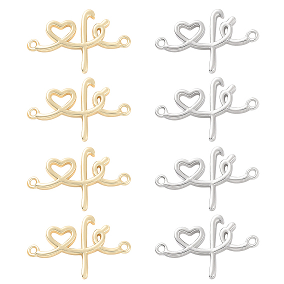 10шт 2 цвета стойка покрытие латунь соединитель подвески, долговечный, без кадмия и без свинца, сердечные ссылки