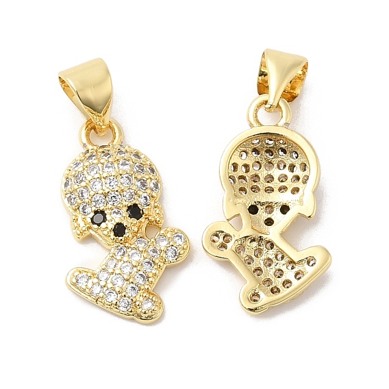 Подвески из латуни micro pave clear & clack с кубическим цирконием, без кадмия и без свинца, собака прелести