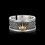 Brass Rhinestone Cuff Open Rings, Crown