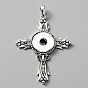 Alloy Rhinestone Hang Snap Base Pendants, for Interchangeable Snap Charms Jewelry Making, Cross