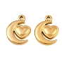 304 Stainless Steel Pendants, Heart & Moon Charms, Ion Plating(IP)