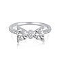 925 Sterling Silver Finger Rings, Birthstone Ring, with Cubic Zirconia Bowknot & 925 Stamp for Women, Real Platinum Plated