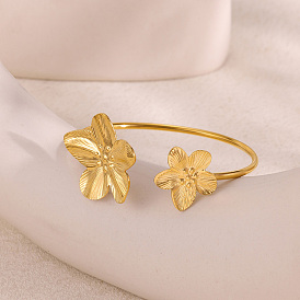 304 женские браслеты-манжеты из нержавеющей стали, цветок