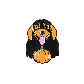 Halloween Dog with Pumpkin Enamel Pin, Electrophoresis Black Alloy Badge for Backpack Clothes