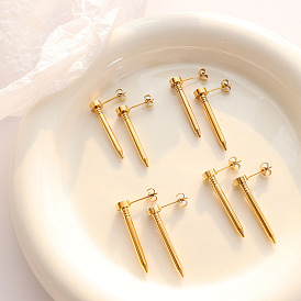 18K Gold Plated Titanium Steel Spike Earrings for Women, Minimalist and Edgy Fashion Jewelry F630