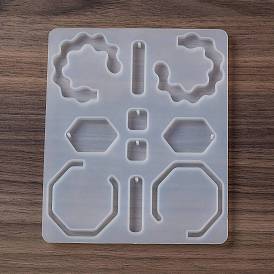 DIY Pendant Food Grade Silicone Molds, Resin Casting Molds, for UV Resin, Epoxy Resin Jewelry Makings, Hexagon/Rectangle/C-shape
