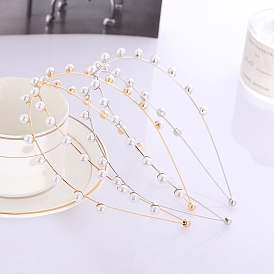 Plastic Imitation Pearl Beads Double Layer Hair Bands, Metal Hoop Hair Accessories for Women Girls