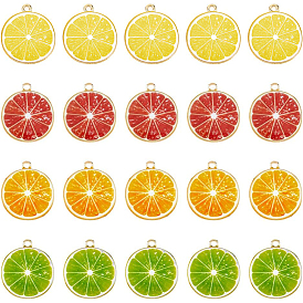 40 шт 4 цвета эмалевые подвески из легкого золотого сплава, без кадмия, без никеля и без свинца, ломтик грейпфрута