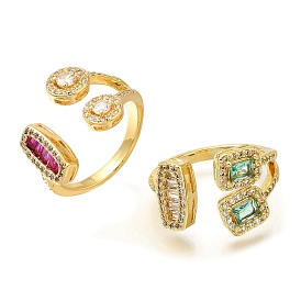 Открытые манжеты из латуни с микро-паве и кубическим цирконием для женщин, без кадмия и без свинца, долговечный, реальный 18 k позолоченный