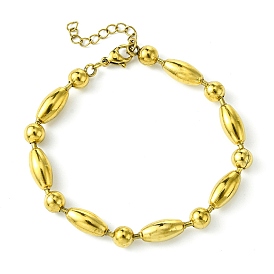 Chapado de iones (ip) 304 pulseras de cadena de eslabones redondos y ovalados de acero inoxidable para mujeres