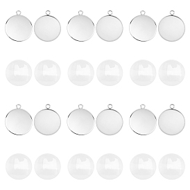 DIY Pendant Making Kits, include 304 Stainless Steel Pendant Cabochon Settings & Half Round Transparent Clear Glass Cabochons