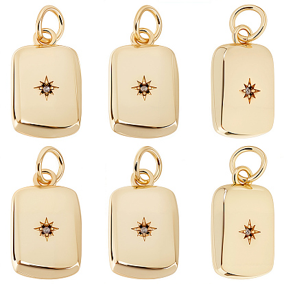 12 кулоны из латуни с прозрачным кубическим цирконием, без кадмия и без свинца, прямоугольник амулеты, с целью перехода в кольце