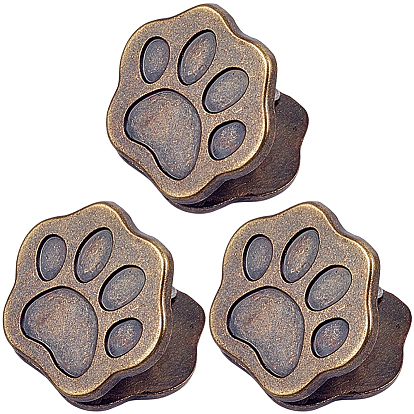 3Pcs Paw Print Zinc Alloy Clips, for Paper Document, School Office Supplies
