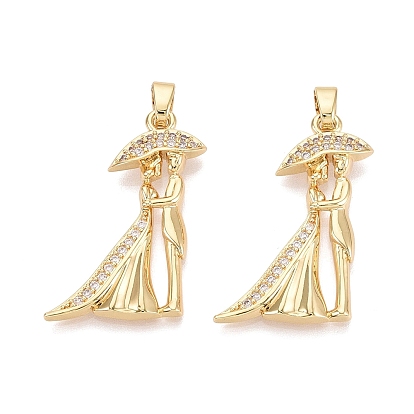 Подвески из латуни с микро-паве ко Дню святого Валентина, прозрачные циркониевые подвески, пара прелестей