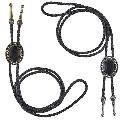 2 шт 2 цвета pu кожа лариат ожерелье, галстук-боло из цинкового сплава и акриловая фурнитура