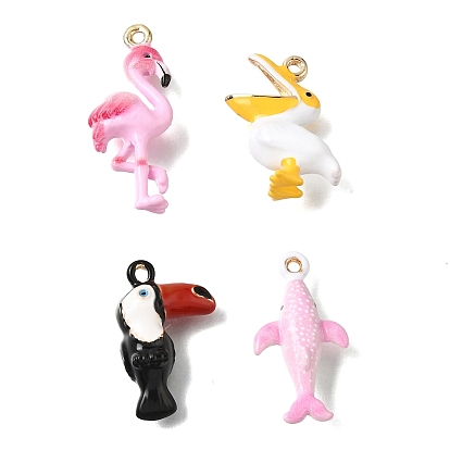 Alloy Enamel Pendants, Light Gold