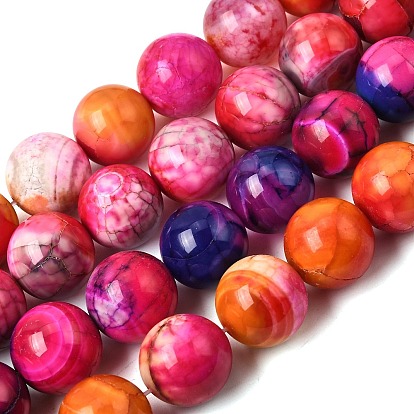 Природный агат бисер нитей, гладкий круглый, окрашенная и подогревом