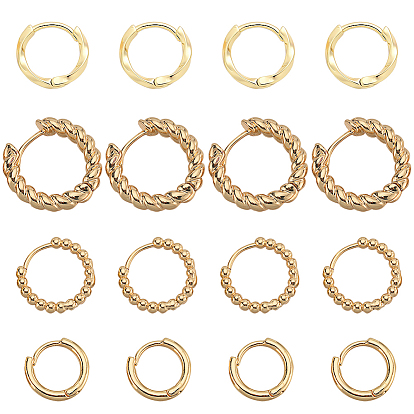 8 пары 4 стили серьги-кольца с латунными бусинами для женщин, кольцо и овальные