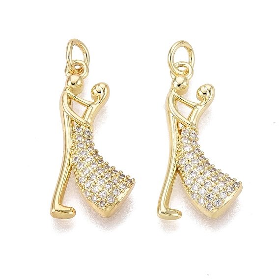 Подвески из латуни с микро-паве ко Дню святого Валентина, прозрачные циркониевые подвески, очарование танцующей пары